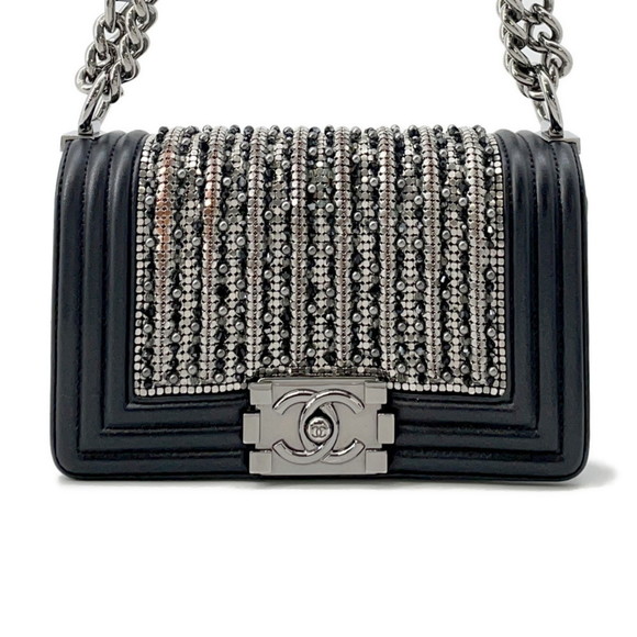Chanel Chain Shoulder Bag Boy Small Coco Mark Jeweled Lambskin A67085 CHANEL ... - Picture 1 of 16